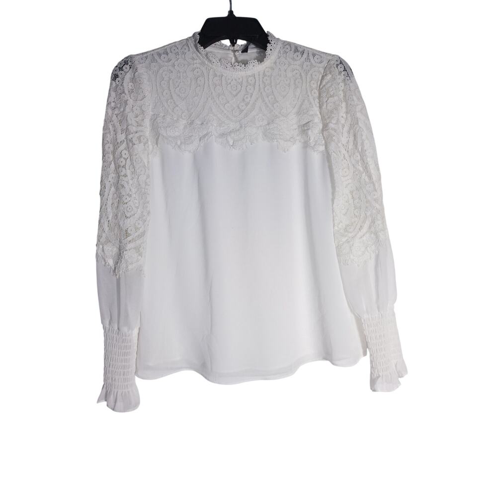 White House Black Market High-neck Victorian Blouse size 0